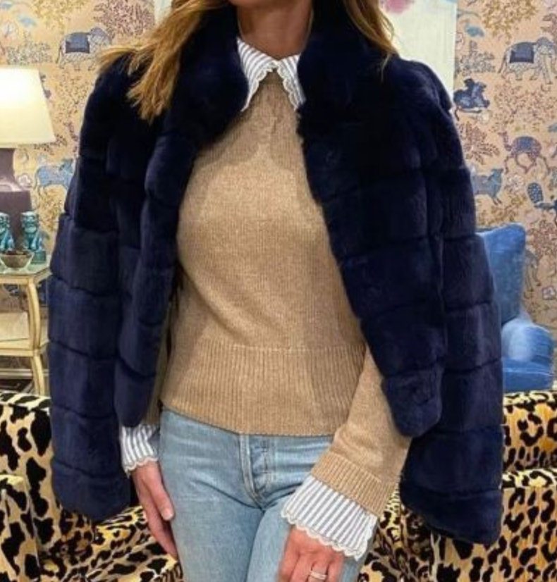 Linda Richards Genuine Rex Rabbit Fur Coat