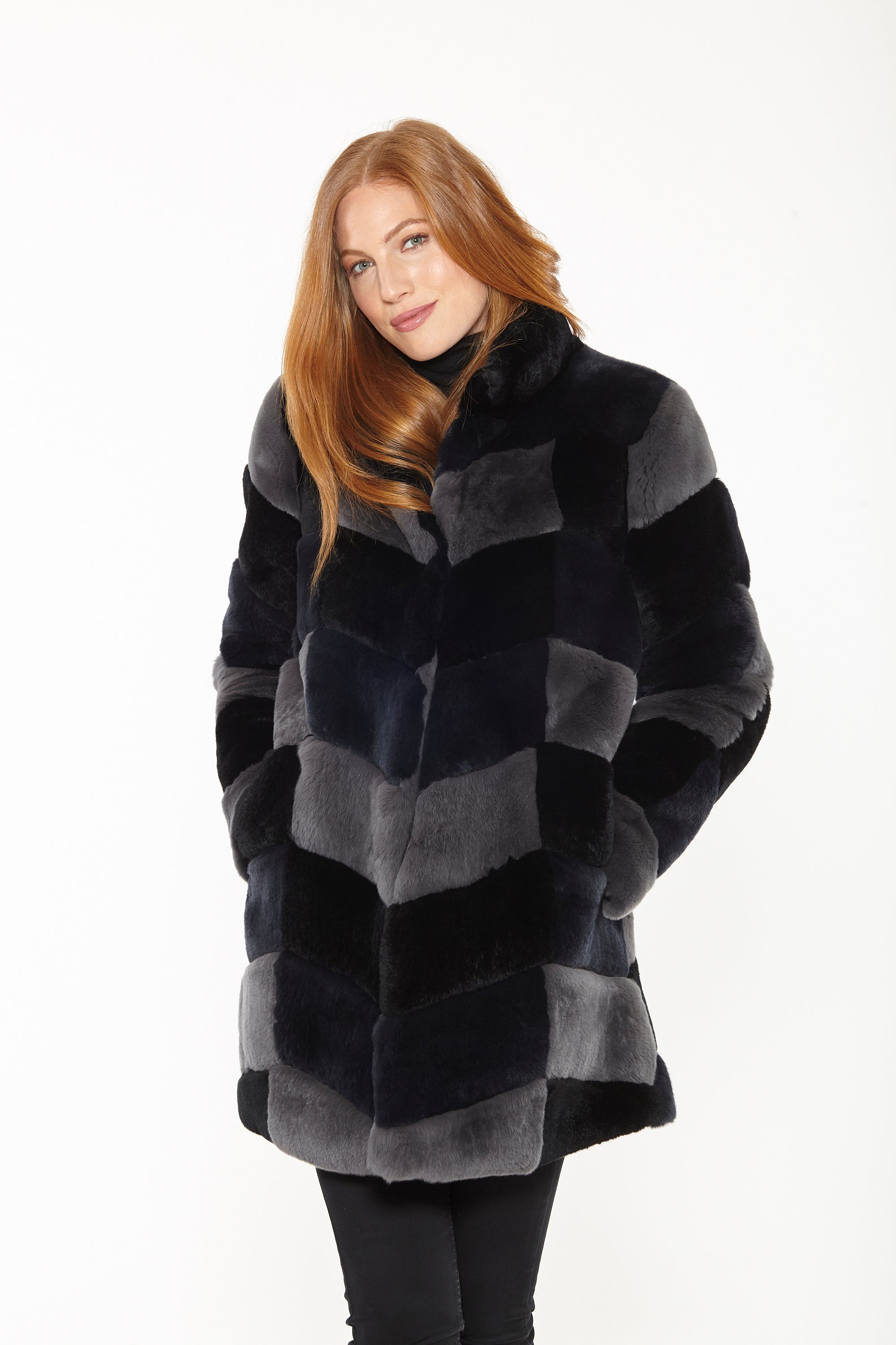 Linda Richards Genuine Rex Rabbit Fur Coat – 3/4 Length