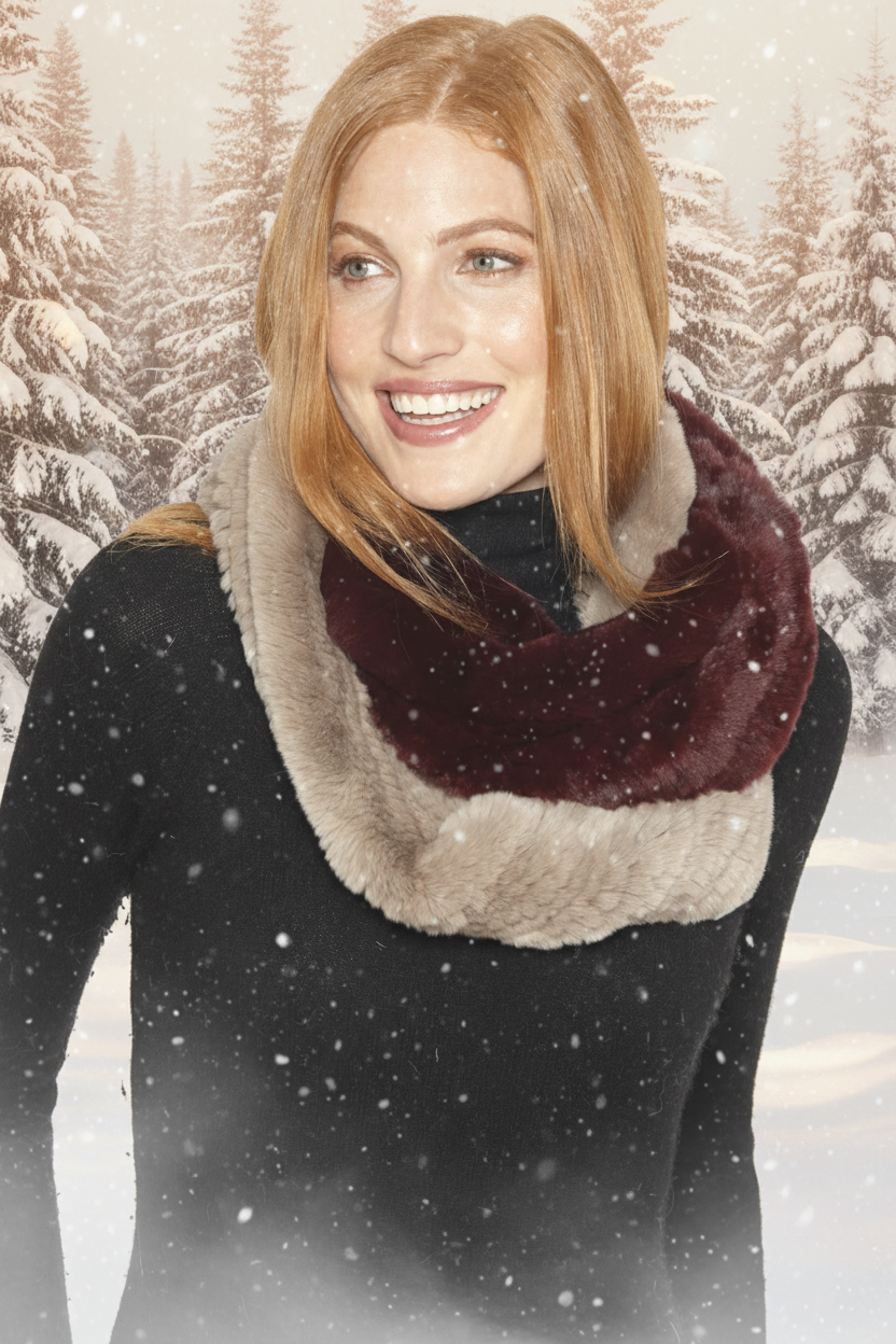 Linda Richards Stretchable Rex Rabbit Fur Infinity Scarf