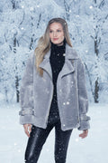 Linda Richards Sheepskin Fur & Leather Moto Jacket