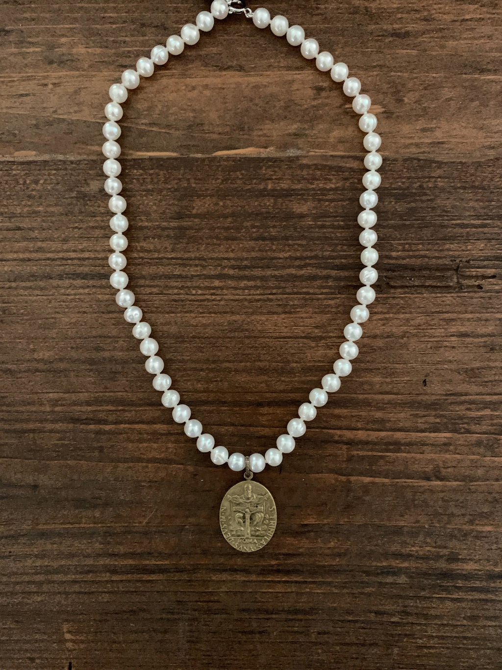 Fresh Water Peals with Vintage Pendant Necklace - SALE!