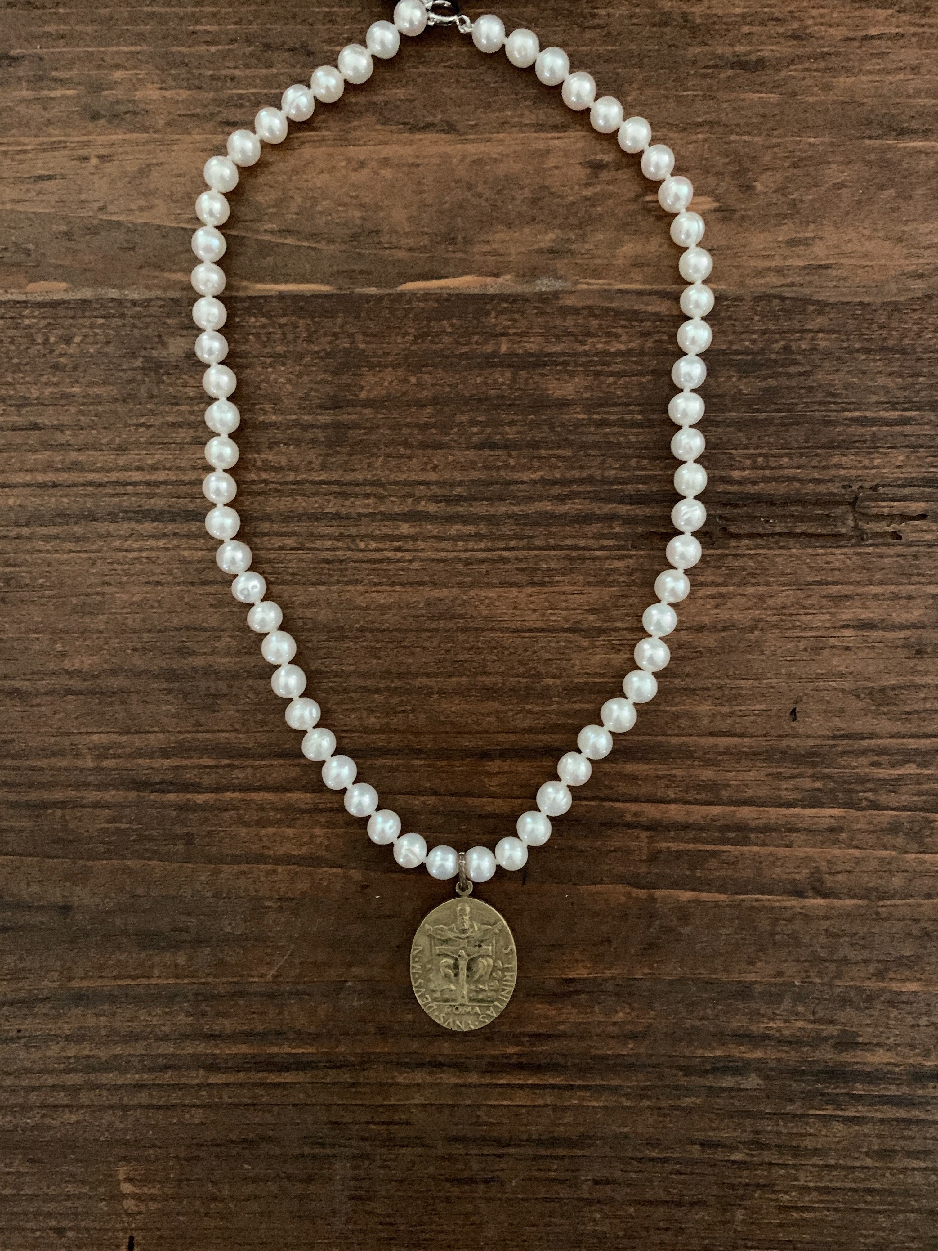 Fresh Water Peals with Vintage Pendant Necklace - SALE!