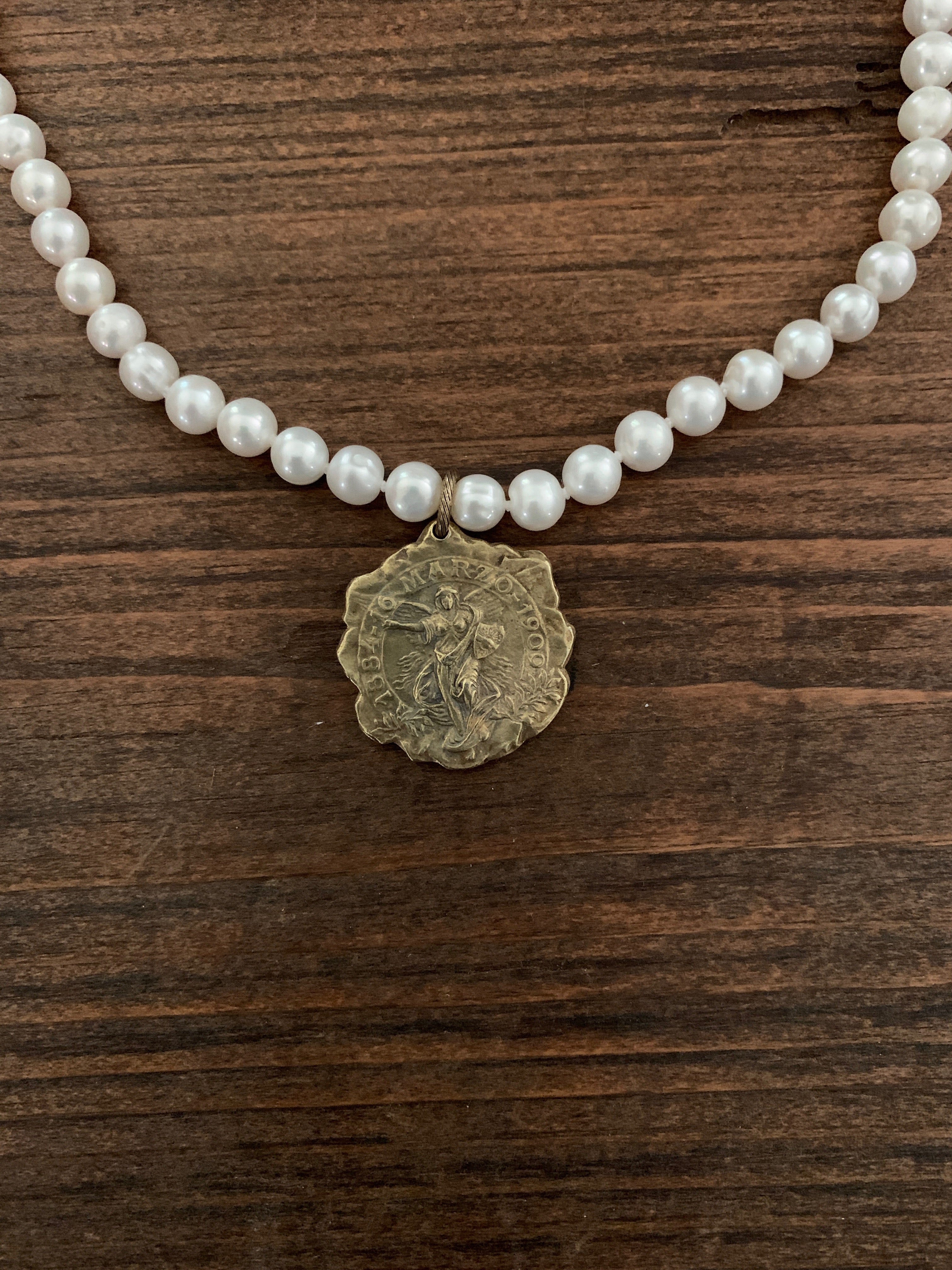 Fresh Water Peals with Vintage Pendant Necklace - SALE!