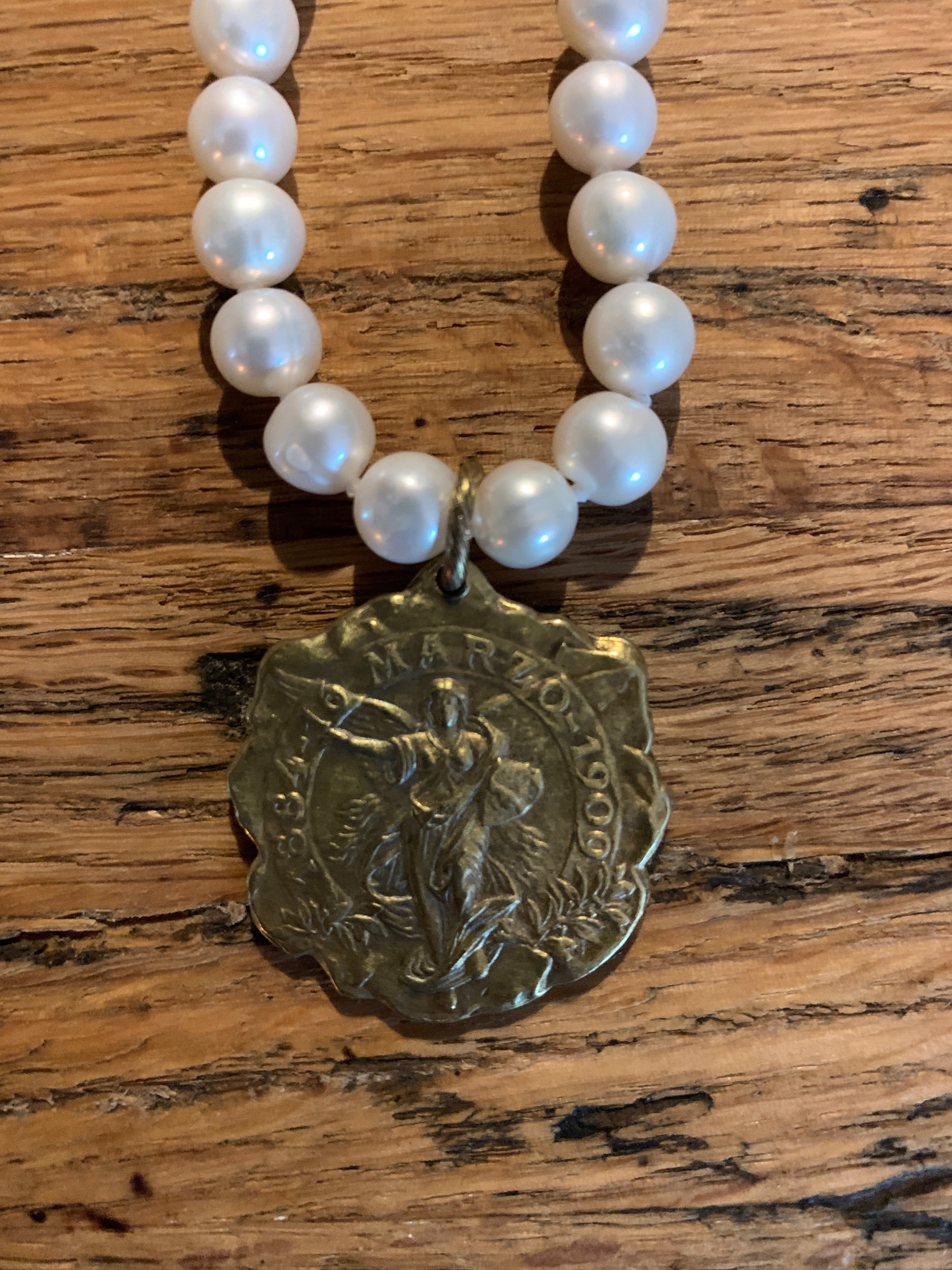 Fresh Water Peals with Vintage Pendant Necklace - SALE!