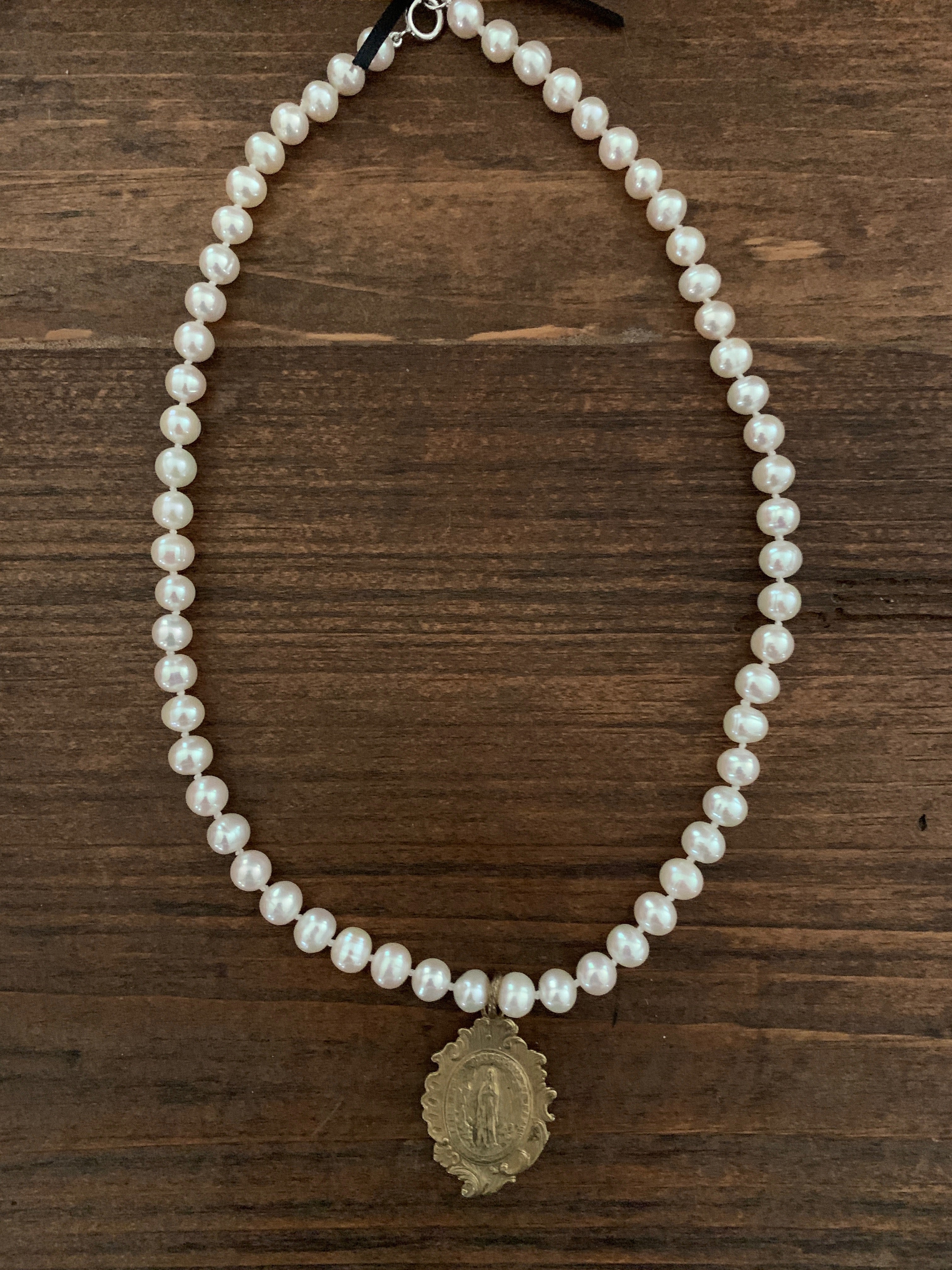 Fresh Water Peals with Vintage Pendant Necklace - SALE!
